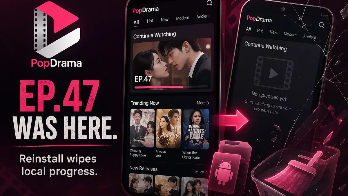 PopDrama: Why Continue Watching Feels Safe Until a Reinstall Wipes Local Progress cover